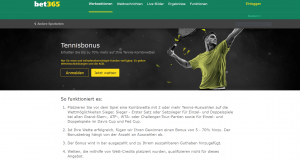 Bet365 Kombiwetten für Tennis.