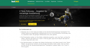 bet365 vorzeitige Auszahlung sichern.